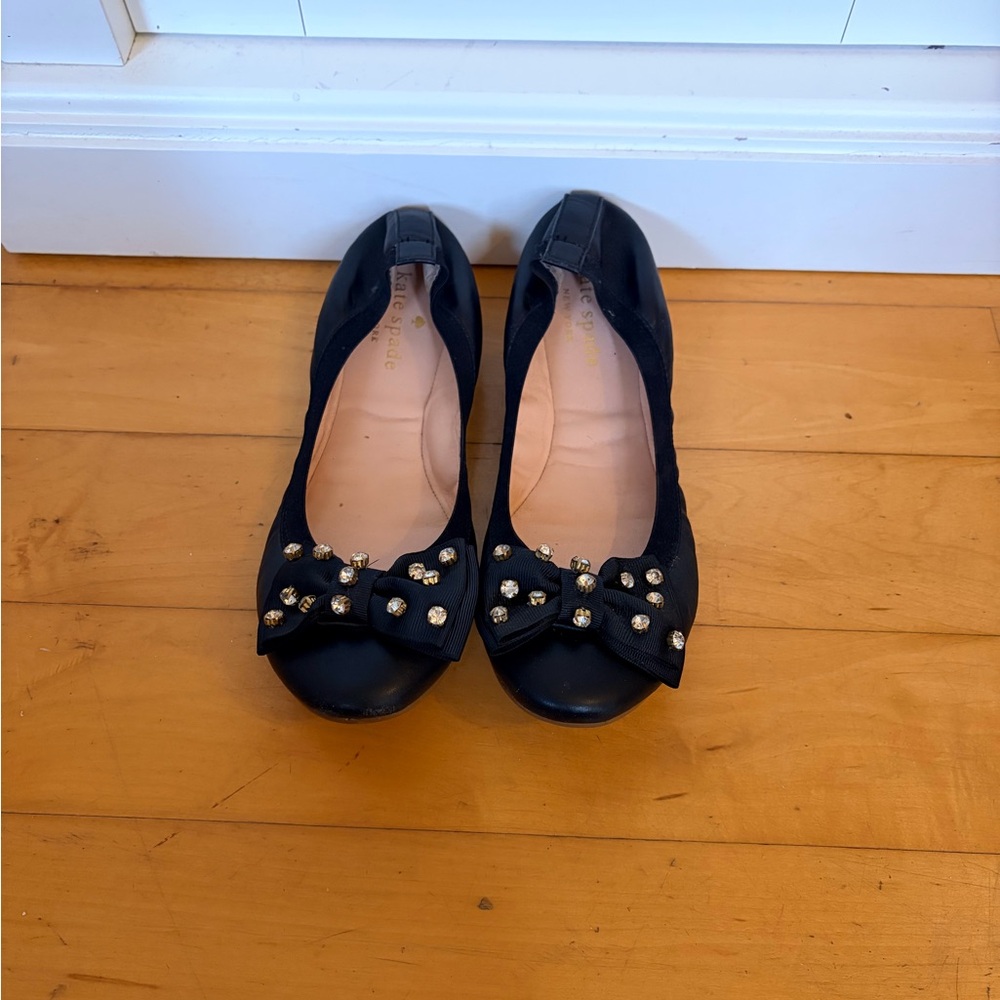 Kate Spade Black Flats with Bow and Studs